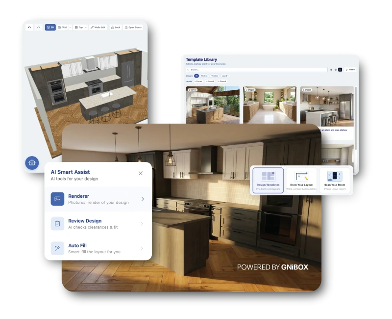 Meet GNiBox, a fast & easy AI-powered kitchen design tool available with Cabnet.